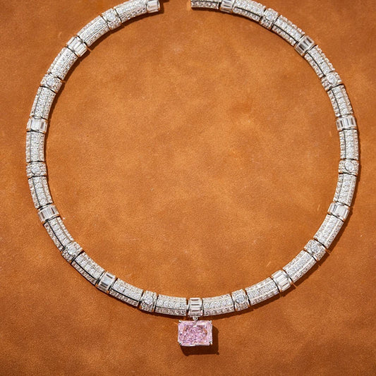 Pure 925 Sterling Silver Jewelry For Women Big Gemstone Wedding Jewelry Set High Quality Earrings Necklace Party Fine Jewelry